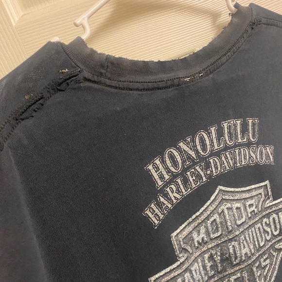 Harley Davidson skull perfectly distressed thrashed tee 2005 vintage y2k - Picture 7 of 7